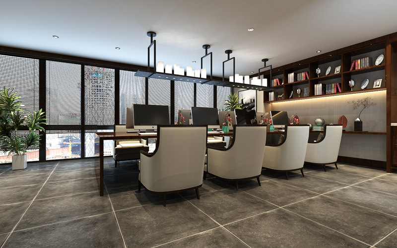 新中式<a href=http://www.szhajj.com/tags-457.html target=_blank class=infotextkey>辦公室裝飾設計</a>效果圖